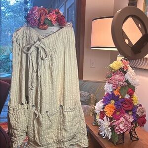 Magnolia Pearl vintage 100% linen stripe skirt CA #11